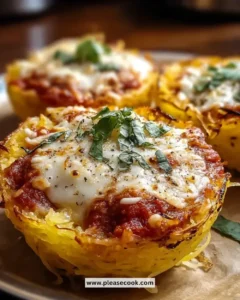 Delicious spaghetti squash lasagna cups topped with cheese and herbs