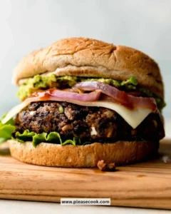 Delicious homemade black bean burgers served on a plate.