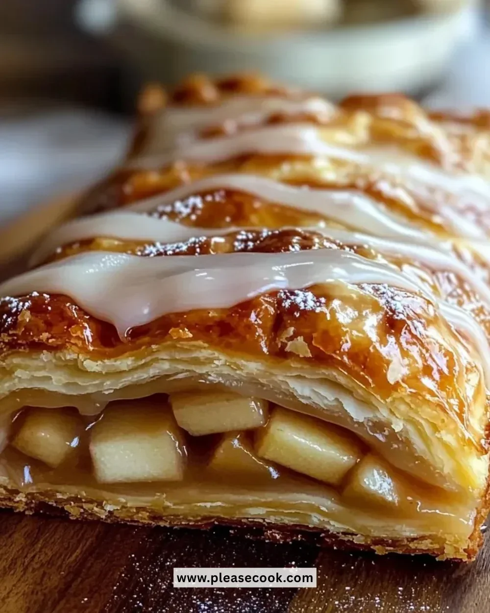 Delicious Wisconsin apple kringle pastry filled with spiced apples