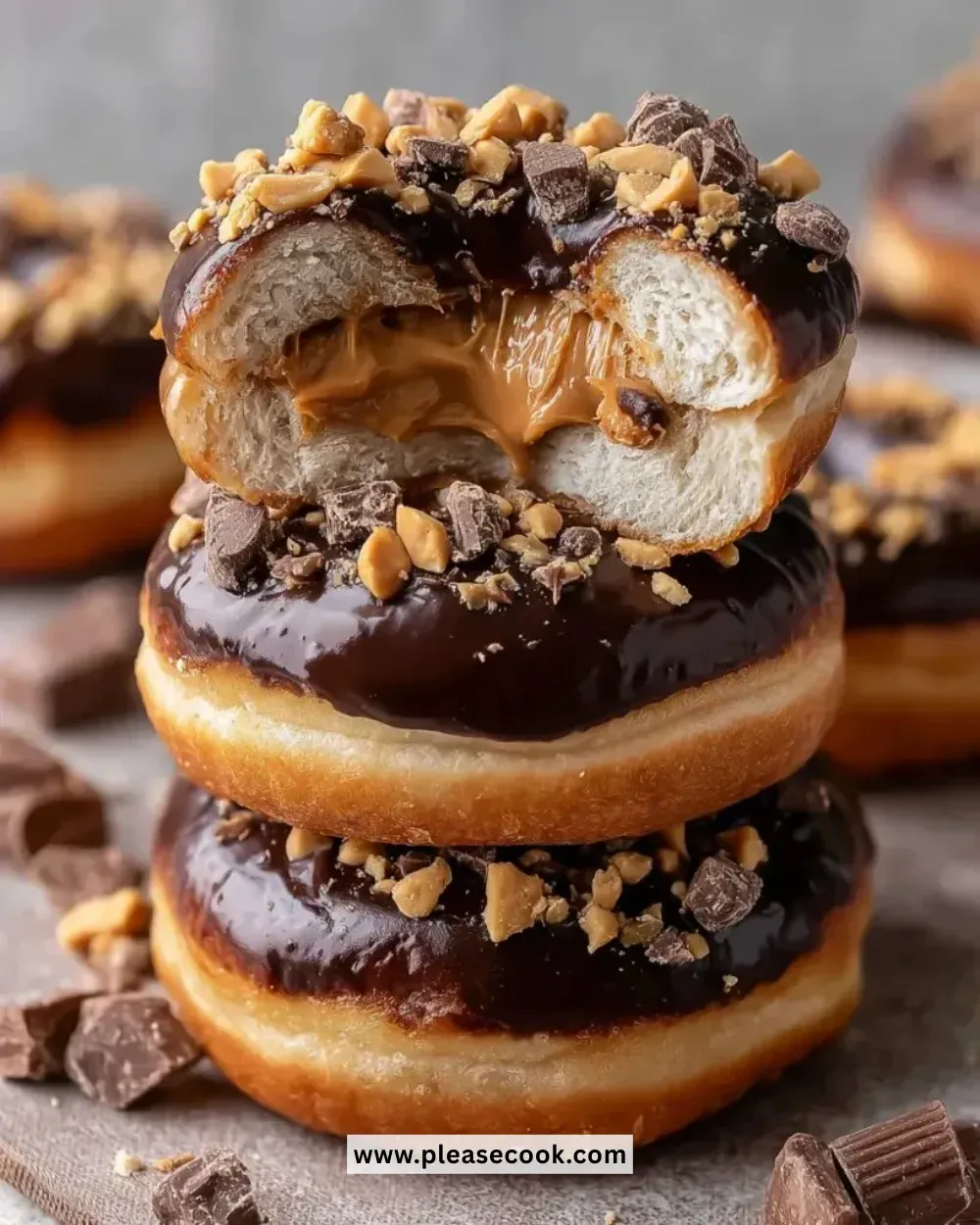 Chocolate Peanut Butter Cup Stuffed Donuts