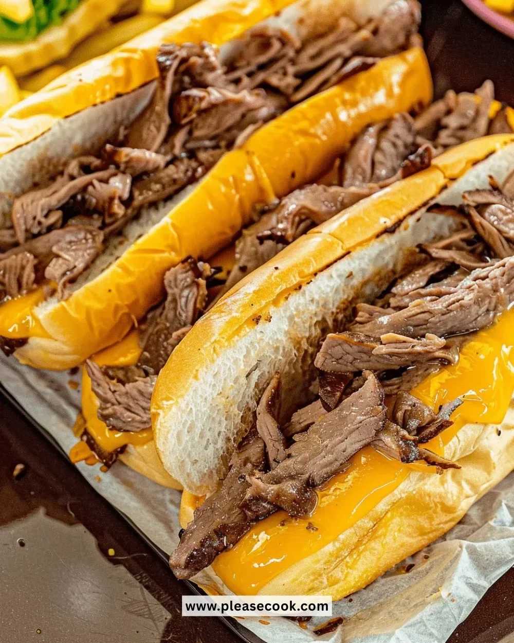Delicious authentic Philly cheesesteak with melted cheese and sliced beef