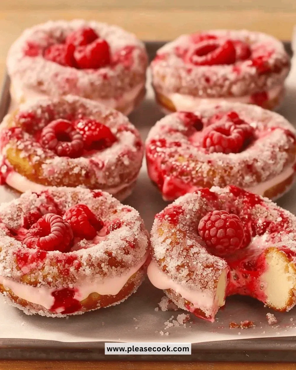 Raspberry Cheesecake Stuffed Donuts