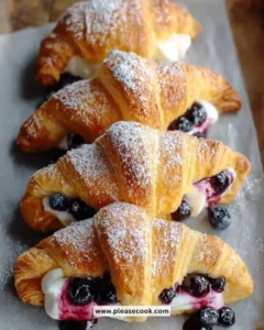 Blueberry cheesecake crescent rolls topped with fresh blueberries