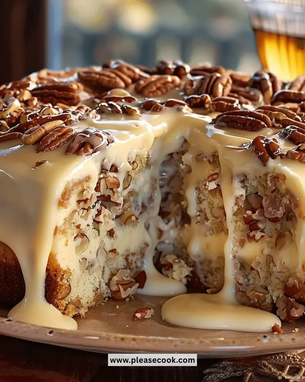 Butter Pecan Praline Poke Cake