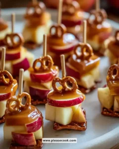 Delicious Caramel Apple Pretzel Bites on a plate