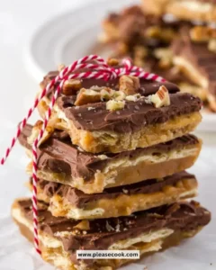 Delicious easy Christmas Crack made with saltine cracker toffee