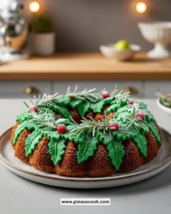 Beautifully decorated Christmas Wreath Cake with festive colors and design.