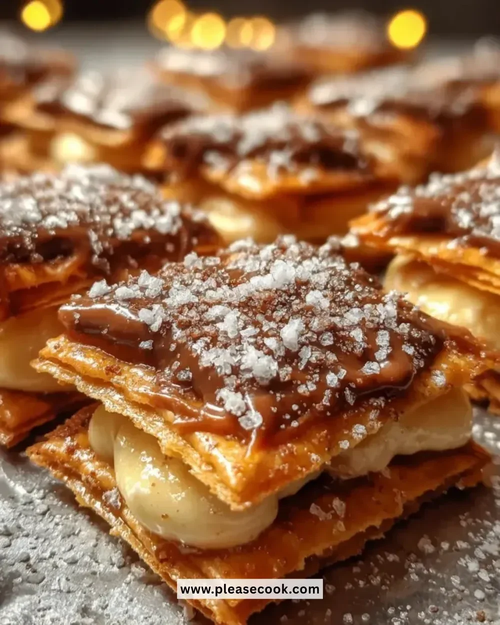 Churro Saltine Toffee Bites with a sprinkle of cinnamon and sugar