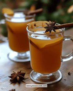 Cozy mulled apple cider in a warm mug with cinnamon sticks and apple slices