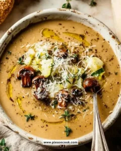 Bowl of Cozy Ratatouille Soup with fresh vegetables and herbs