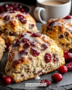 Freshly baked Cranberry Orange Maple Scones on a rustic table.