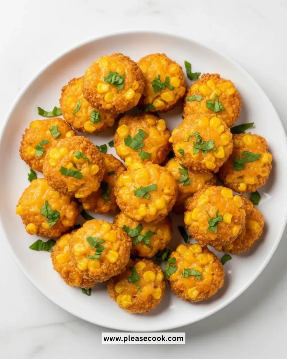 Plate of crispy corn cheese bites served with dipping sauce
