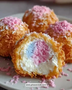 Crispy Cotton Candy Cheesecake Bombs crafted for a sweet and crunchy treat