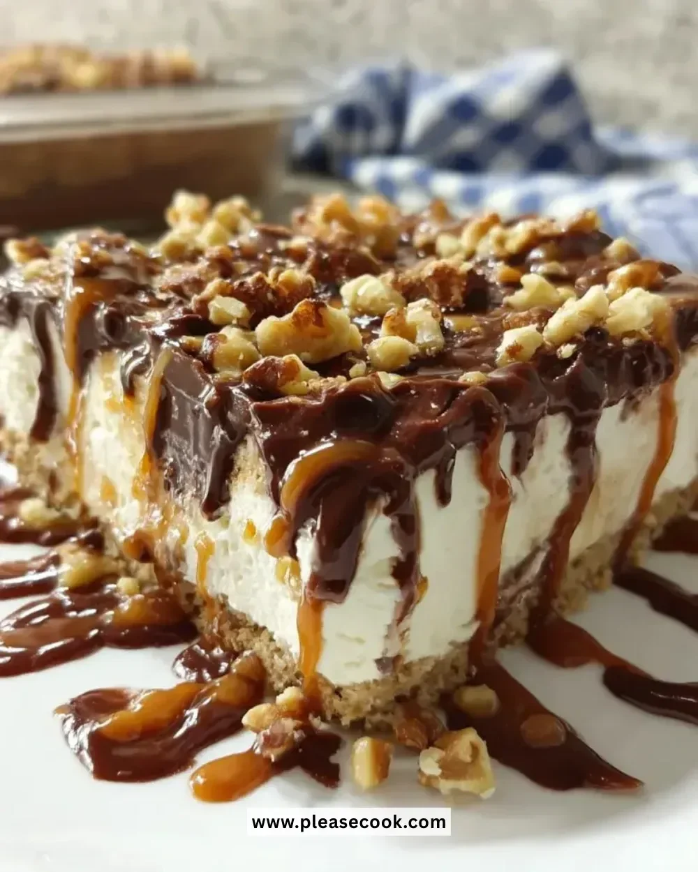 Delicious Drumstick Ice Cream Cake topped with chocolate and nuts
