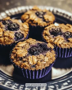 Easy gluten-free blueberry oat muffins served on a plate