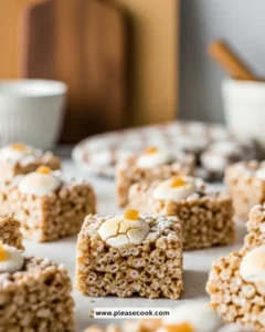 Delicious Gingerbread Rice Krispie Treats decorated for the holidays