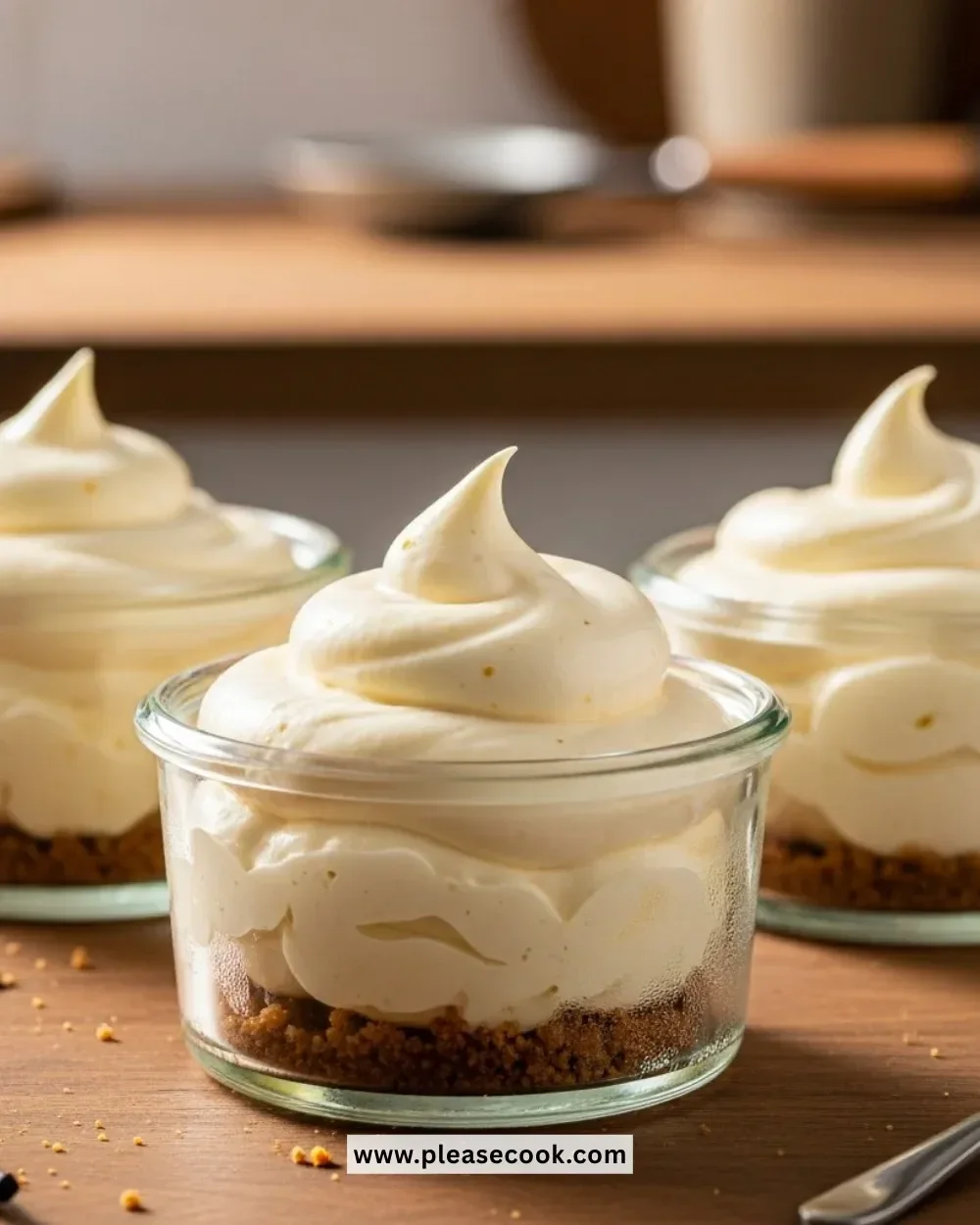 Gnome Cheesecake Fluff Cups garnished with colorful toppings in clear cups