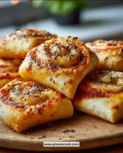 Plate of homemade pizza rolls fresh out of the oven