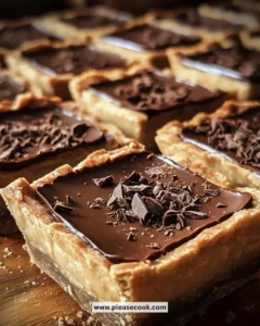 Decadent Chocolate Espresso Tart squares on a plate, garnished with coffee beans.