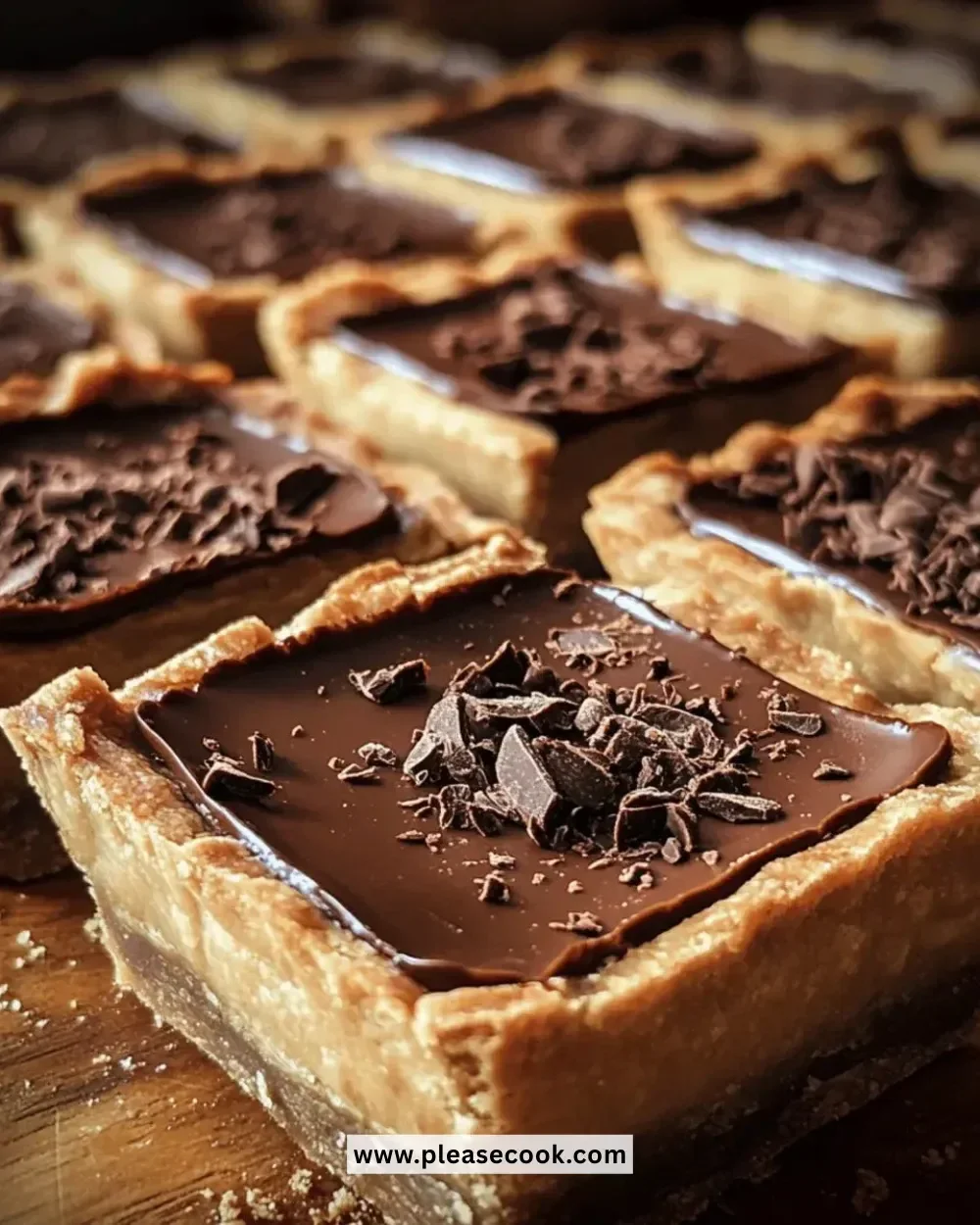 Decadent Chocolate Espresso Tart squares on a plate, garnished with coffee beans.