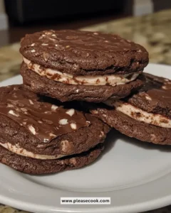 Irresistible double chocolate cookie sandwiches filled with creamy frosting