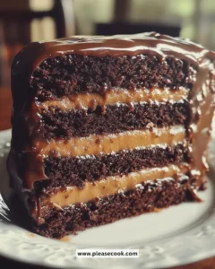 Irresistible salted caramel chocolate layer cake with decadent layers and a rich topping.