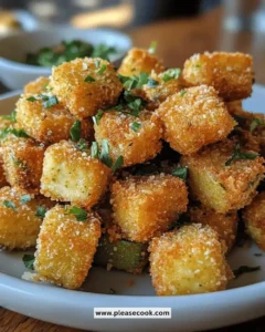 Irresistibly crispy parmesan zucchini bites on a plate