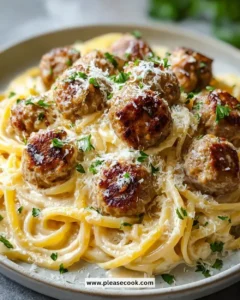 Delicious Parmesan Linguine served with garlic butter meatballs