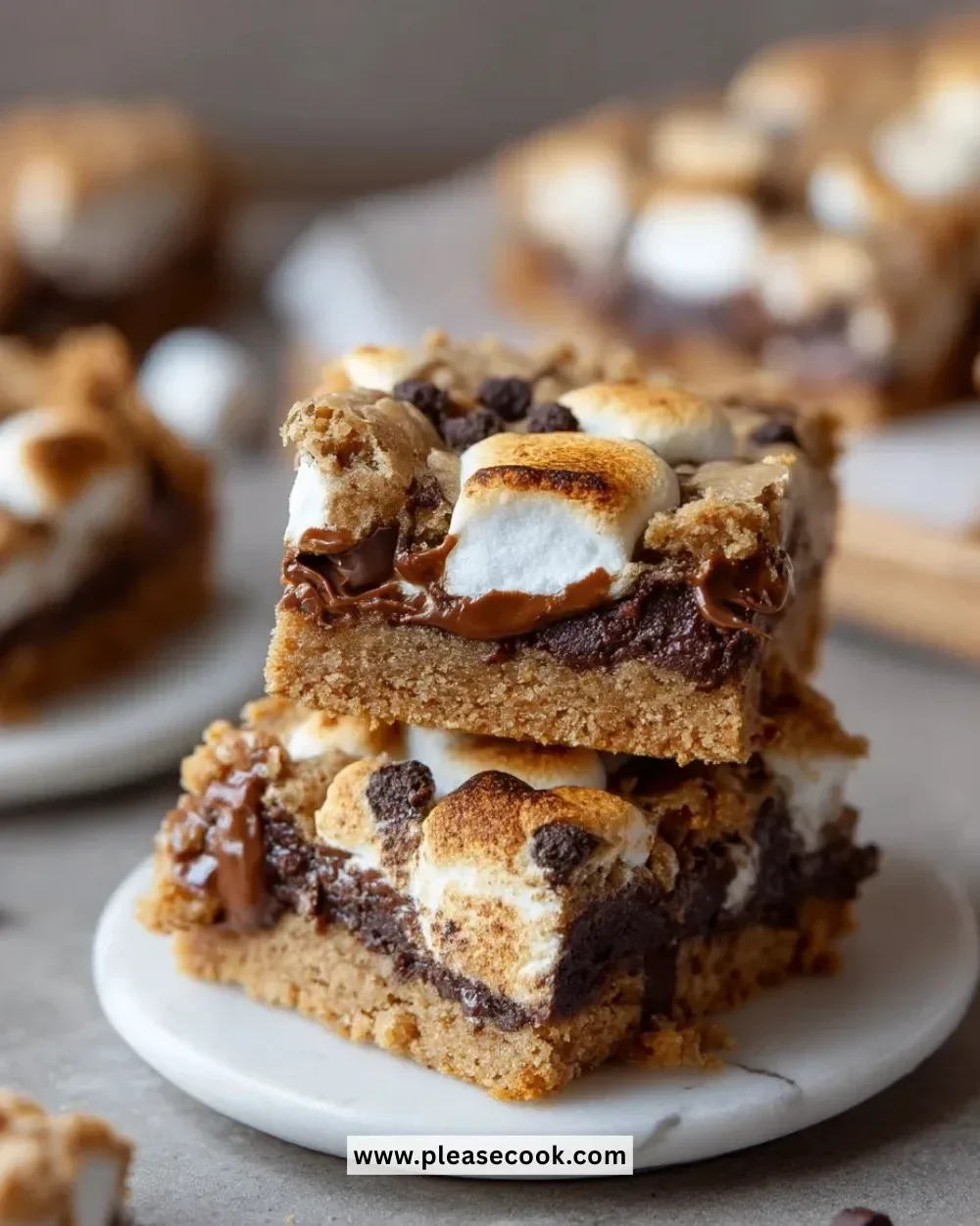 Delicious S'mores Cookie Bars with chocolate and marshmallow layers