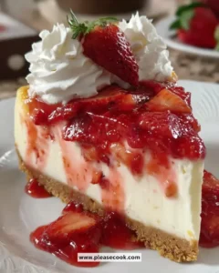 Delicious Strawberries Cream Cheesecake Swirled dessert on a plate
