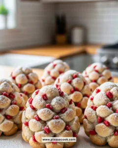 Strawberry cookie pine cones decorated for a festive treat