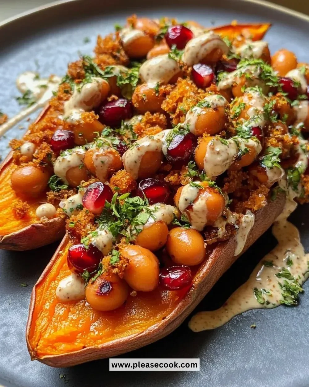 Delicious Sweet Potato with Butter Beans Crunch served in a bowl