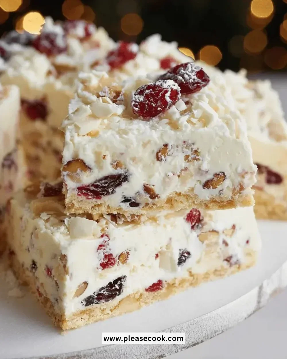 Delicious White Christmas Slice on a festive plate for holiday celebrations
