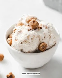 Delicious scoop of almond milk ice cream in a bowl