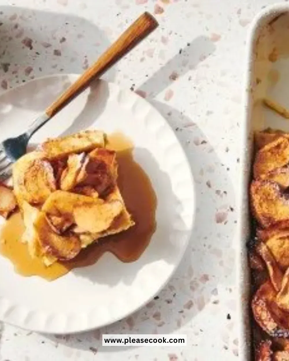 Delicious Apple French Toast Bake topped with warm spices and apples