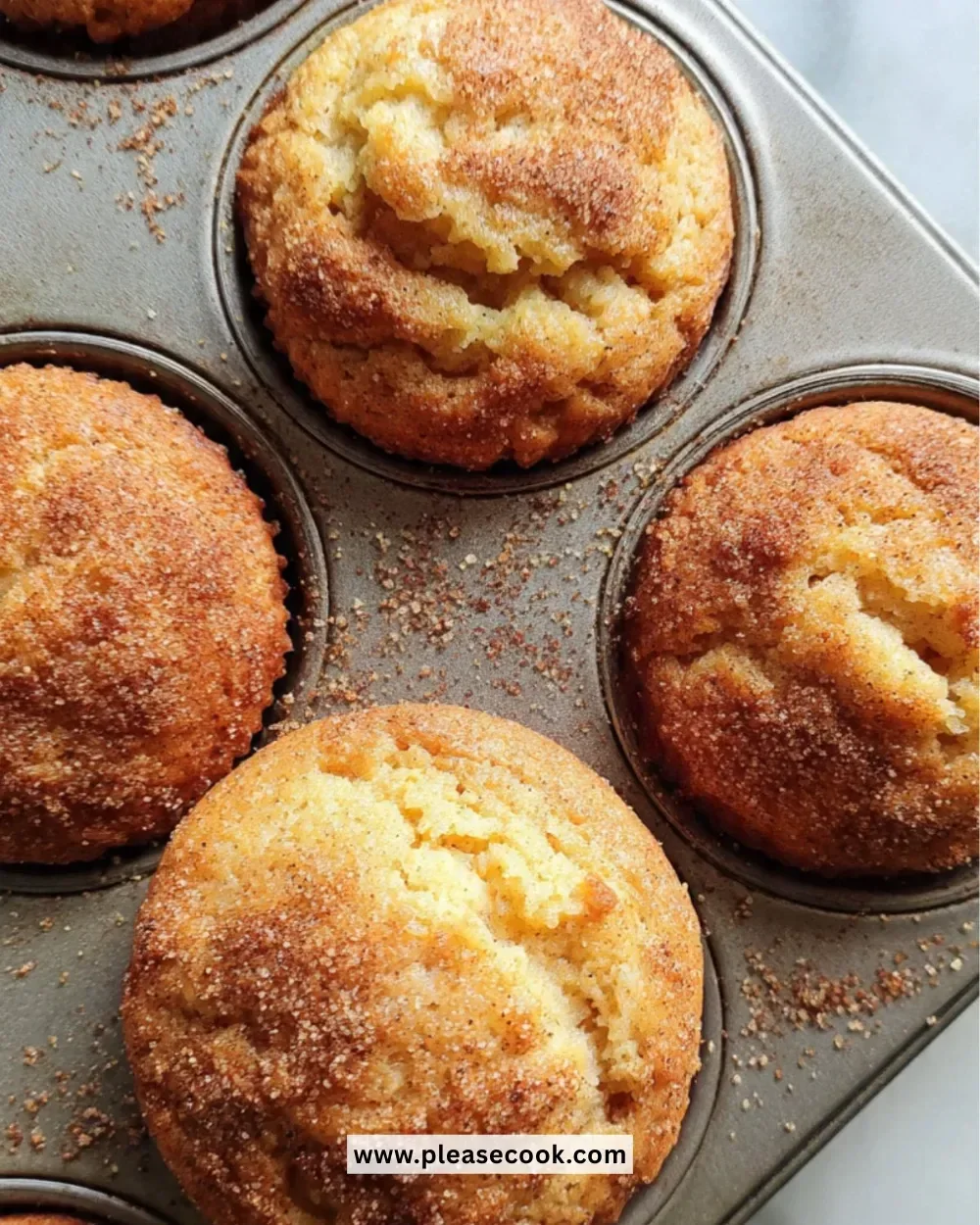 Freshly baked applesauce muffins on a wooden table
