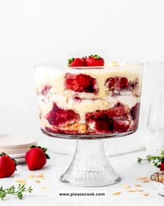 Delicious English trifle with layers of fruit, custard, and sponge cake