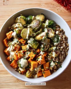 Healthy Brussels Sprouts Grain Bowl with quinoa and vegetables