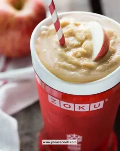 Delicious Caramel Apple Slush topped with caramel drizzle and apple slices