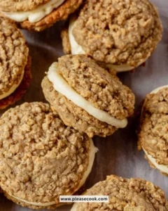 Delicious chai oatmeal cream pies filled with creamy frosting between soft cookies.