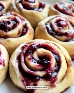 Delicious cherry cinnamon rolls topped with icing and fresh cherries.