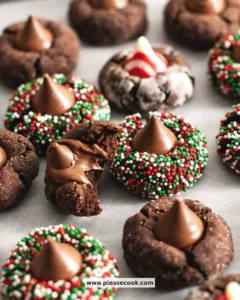 Freshly baked Chocolate Blossom Cookies with chocolate center and sprinkles