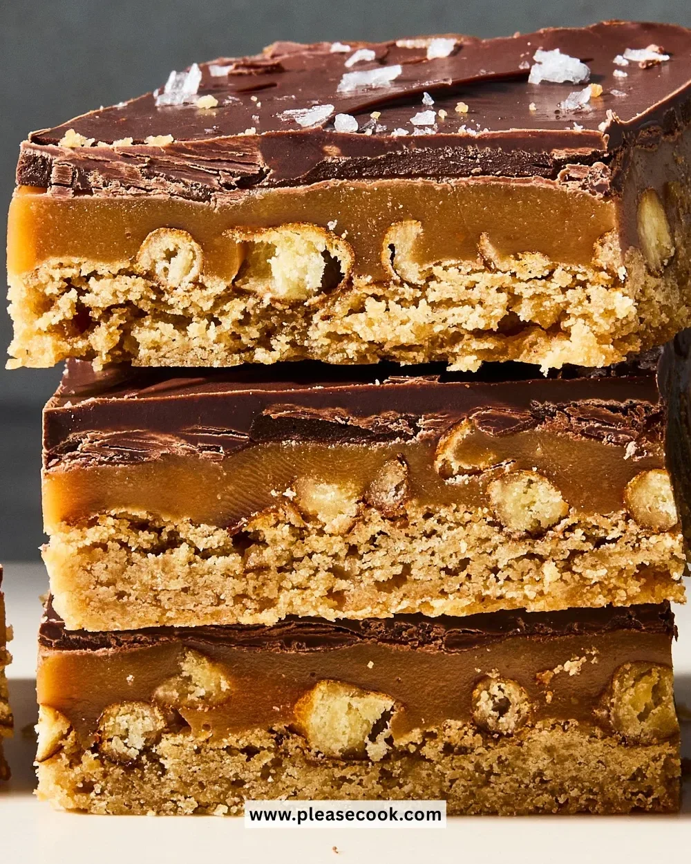Chocolate Caramel Coffee Pretzel Bars with drizzled caramel and coffee flavor