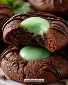 Chocolate Mint Thumbprint Cookies with a delightful minty flavor.
