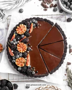 Delicious chocolate tart with a rich filling and flaky crust