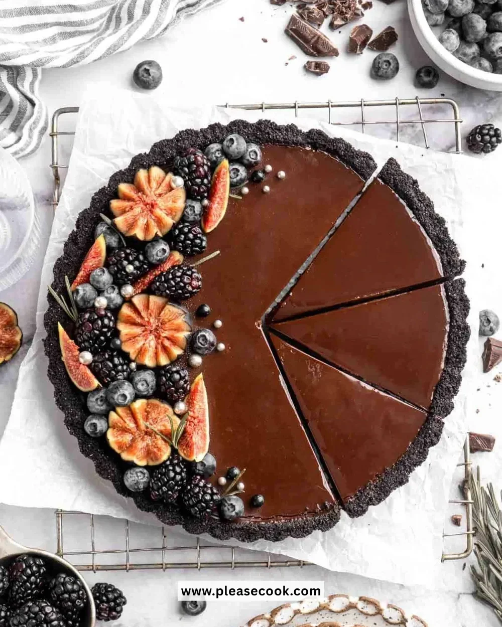 Delicious chocolate tart with a rich filling and flaky crust