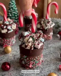 Christmas chocolate hot cups filled with rich chocolate and festive toppings.