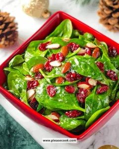 Christmas Cranberry Spinach Salad with festive toppings and vinaigrette