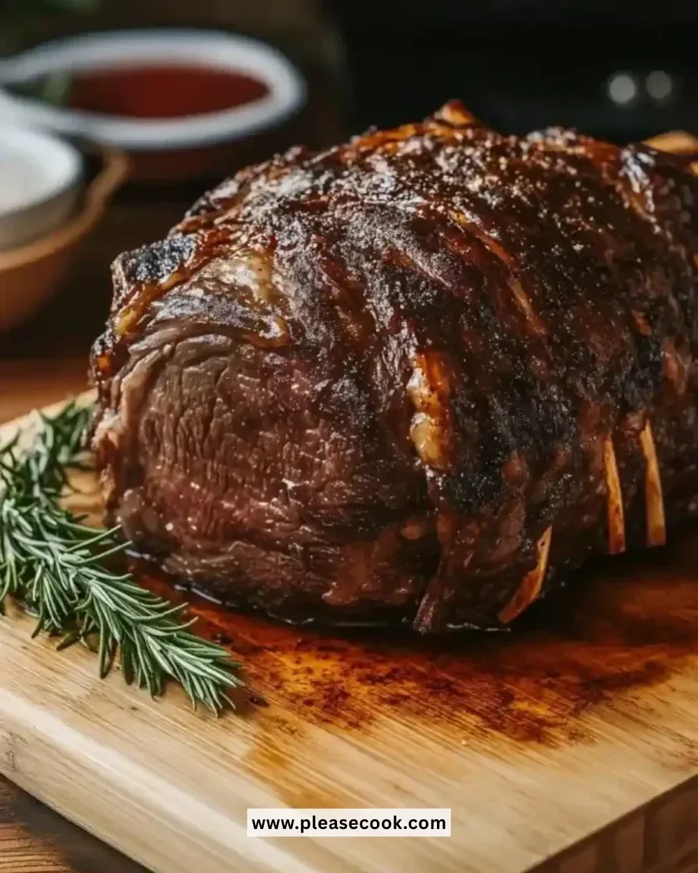 Delicious Classic Christmas Prime Rib served with festive sides
