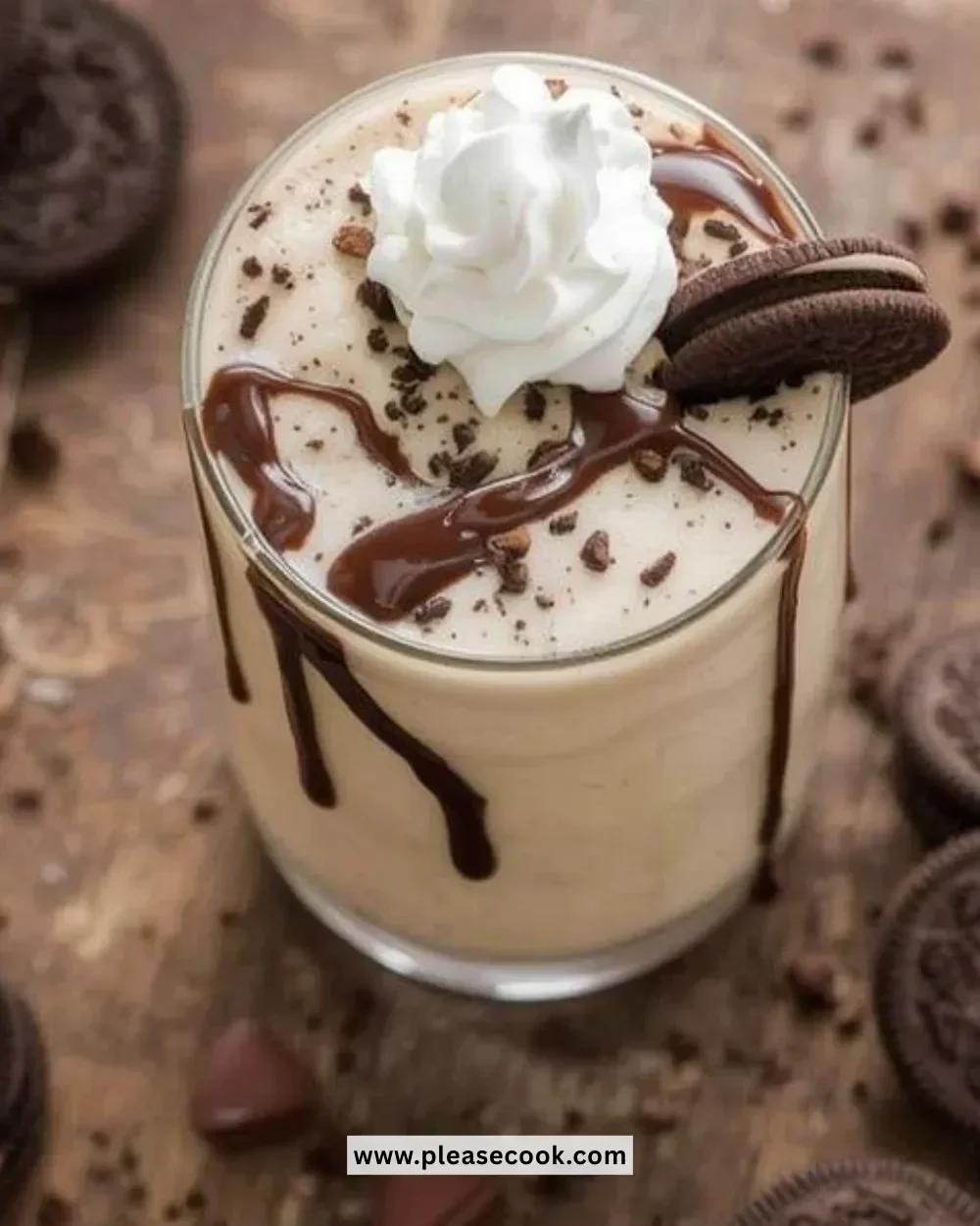 Cookies and Cream Slush topped with crushed cookies and whipped cream